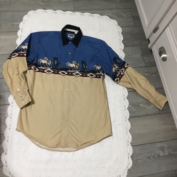 Vintage CUMBERLAND OUTFITTERS Western Horse Pearl Snap Button Long Sleev… - Picture 5 of 13